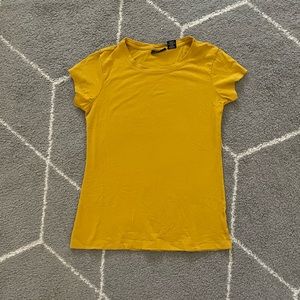 TAHARI Mustard Yellow Short Sleeve Shirt Size XS